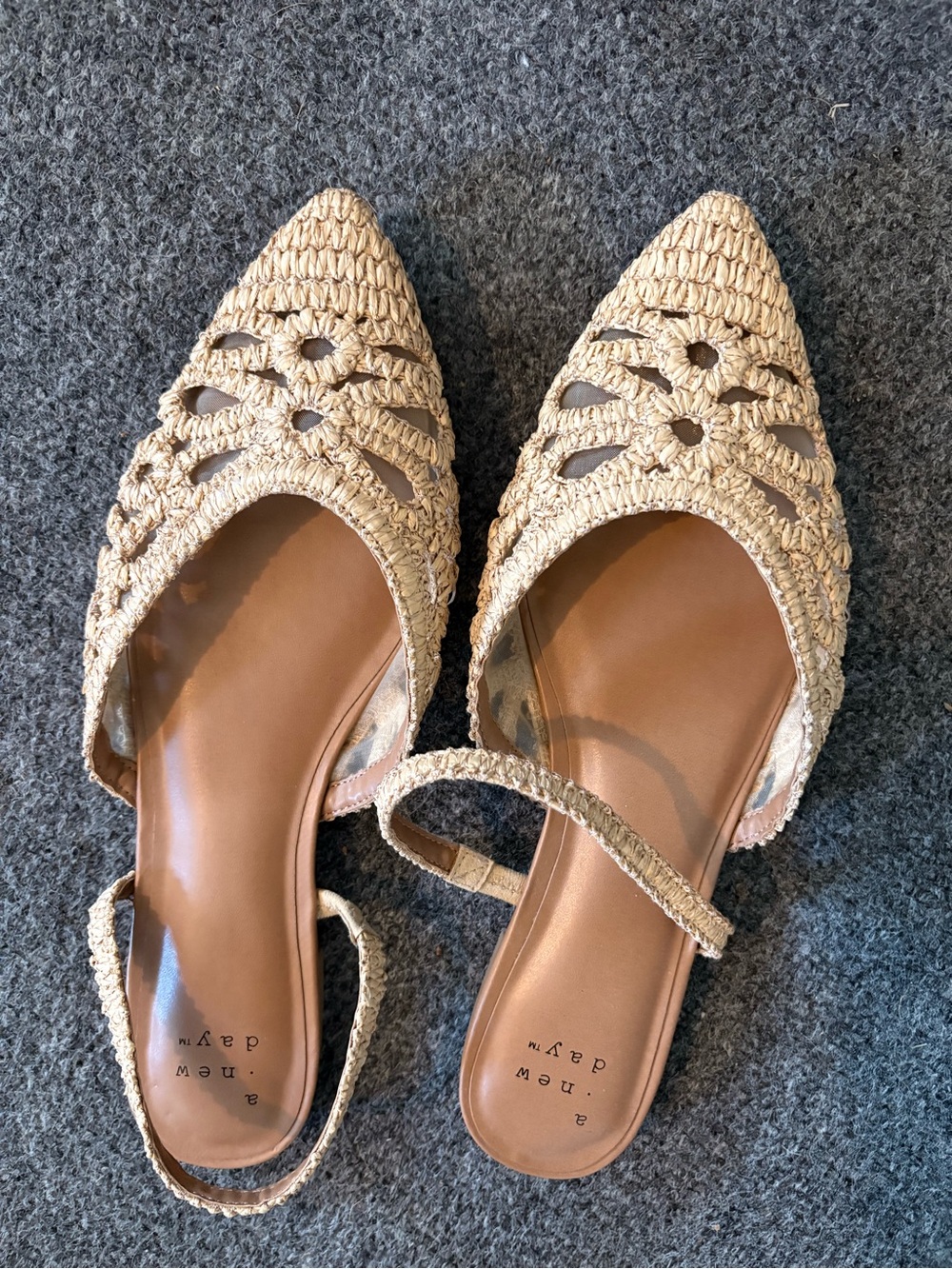 a new day Natural Woven Pointed-Toe Slingbacks - Natural